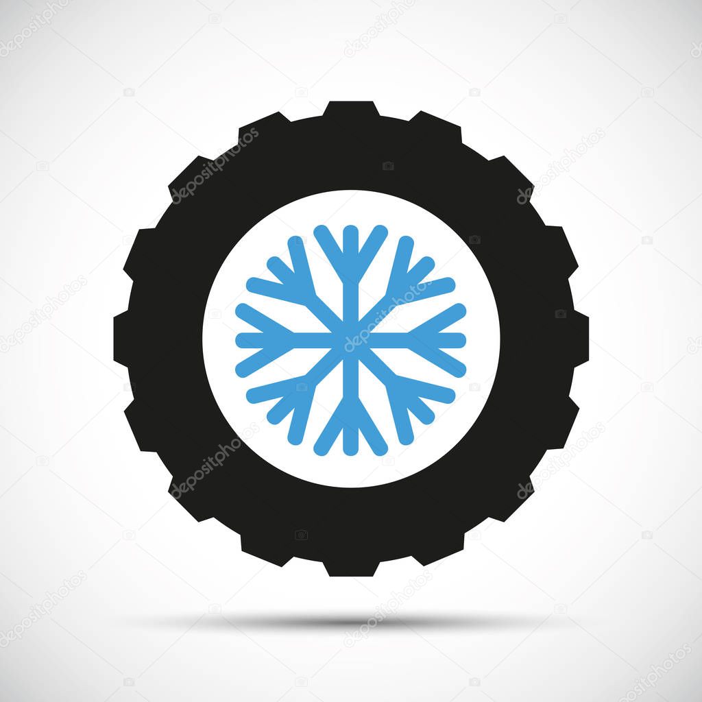winter car tires with snowflake icon
