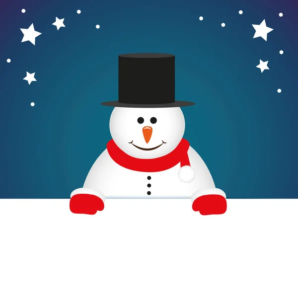 Bonitinho boneco de neve cartoon natal cartão postal —  Vetores de Stock