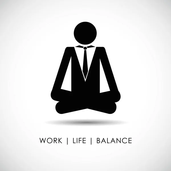 Empresario en yoga pose vida laboral equilibrio pictograma — Vector de stock