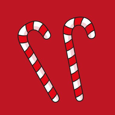 iki kırmızı beyaz baston şekerler Noel için