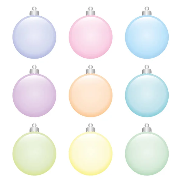 Ensemble de boules de Noël colorées lumineuses sur fond blanc — Image vectorielle