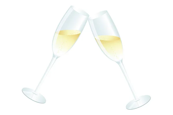 Deux verres avec du champagne grillé — Image vectorielle