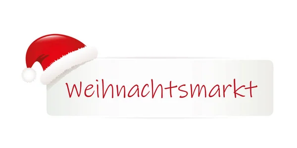 Typografie Weihnachtsmarkt auf weißem Banner mit Weihnachtsmütze — Stockvektor