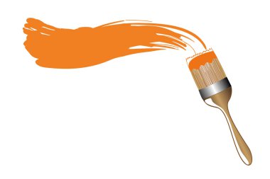 turuncu renk ile bir fırça ile boya
