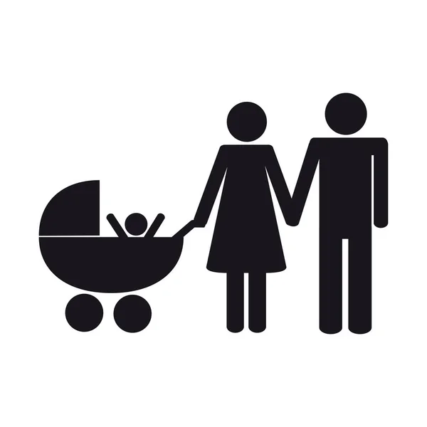 Parents with a baby pictogram — Stock Vector