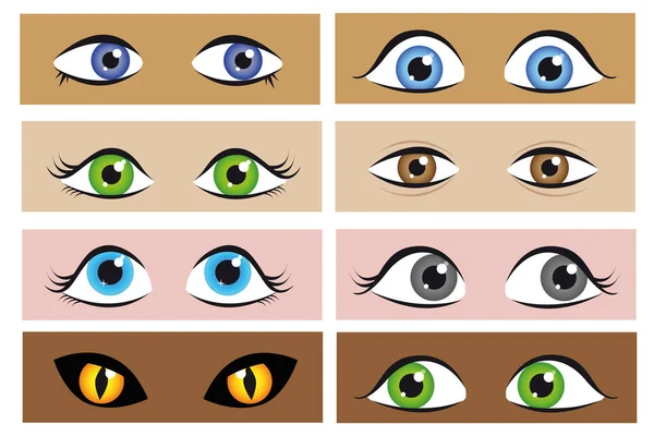 Serie di diversi cartoni animati occhi — Vettoriale Stock
