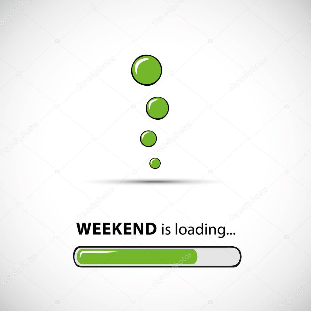 weekend loading infographic with green bar and bubbles