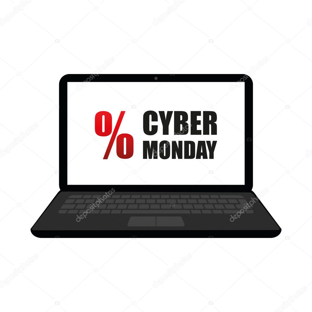 cyber monday sale laptop isolated on a white background