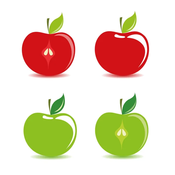 Ícone de maçã vermelha e verde no fundo branco —  Vetores de Stock