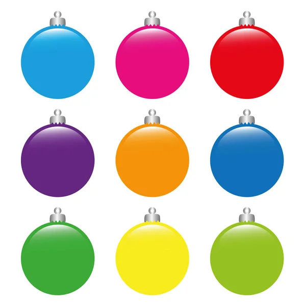 Bolas de árvore de natal coloridas no fundo branco — Vetor de Stock