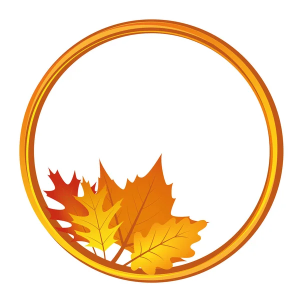白い背景の上の秋の紅葉円 — ストックベクタ