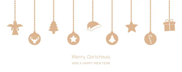 Weihnachten hängende Dekoration Grußkarte weißer Hintergrund — Stockvektor