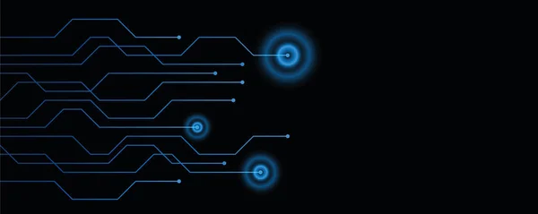 Blaue elektronische Digitaltechnologie-Platine auf schwarzem Hintergrund — Stockvektor