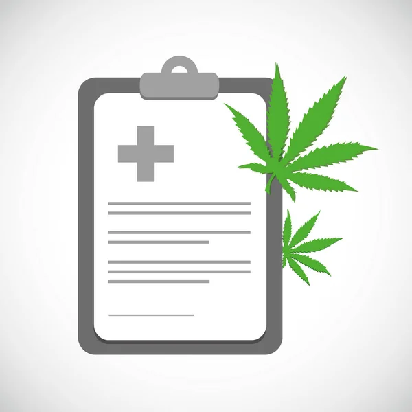 Lékařské marihuany recept s zelenou konopí listy — Stockový vektor