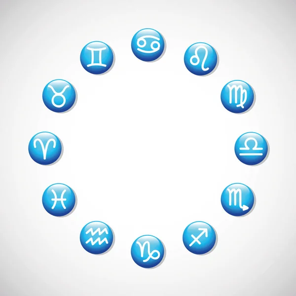 Signos del zodiaco horóscopo símbolos astrológicos en un círculo — Vector de stock