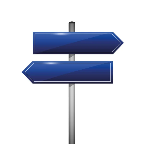 Dirección en blanco azul señal flecha izquierda y derecha — Vector de stock