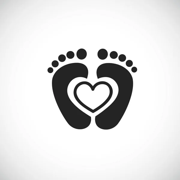 Huella de pies de bebé con corazón — Vector de stock