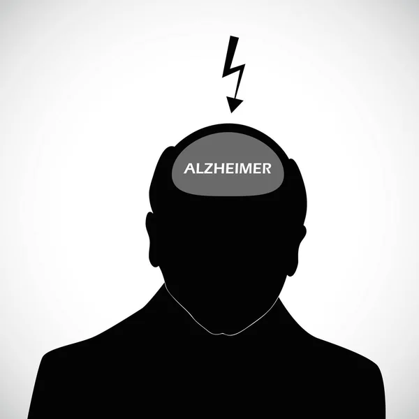 Velho homem silhueta humano cabeça alzheimer —  Vetores de Stock