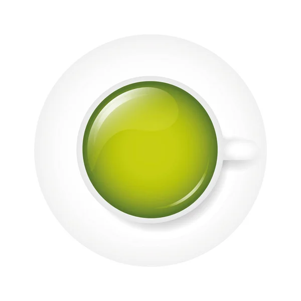 Gesunder grüner Tee in einer weißen Tasse — Stockvektor