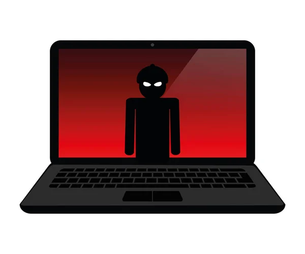 Hacker im Laptop-Internet-Verbrechen — Stockvektor
