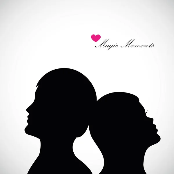 Uomo e donna silhouette momenti magici — Vettoriale Stock