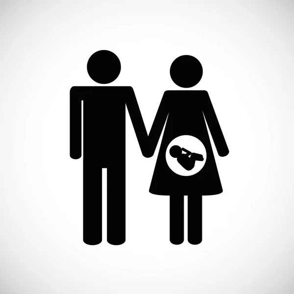 Fundação familiar mulher grávida pictograma —  Vetores de Stock