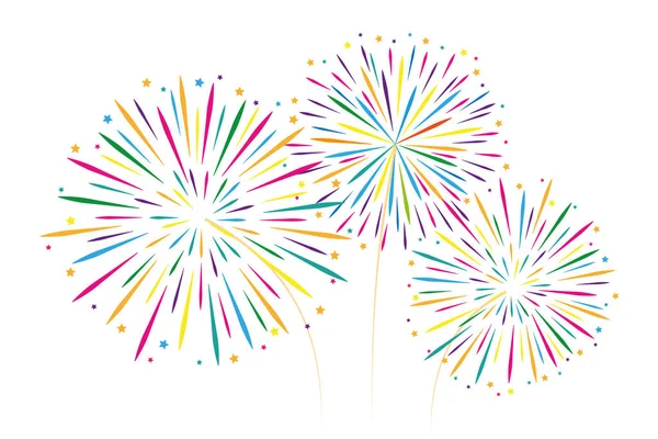Noul an colorate focuri de artificii decor izolat pe backgro alb — Vector de stoc