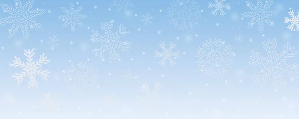 Luminoso sfondo invernale innevato con fiocchi di neve — Vettoriale Stock