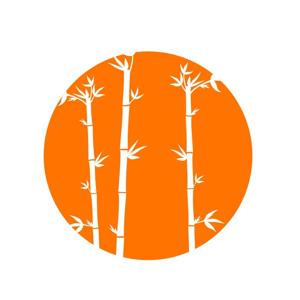 Bamboo szárak egy narancssárga kört — Stock Vector