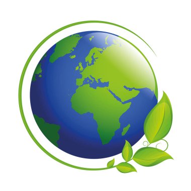 mavi ve yeşil earth ile yaprakları