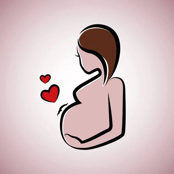 Belle femme enceinte aux cheveux bruns — Image vectorielle