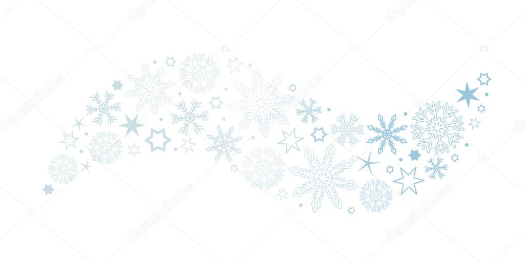 decorative bright blue christmas wave with snowflakes and stars