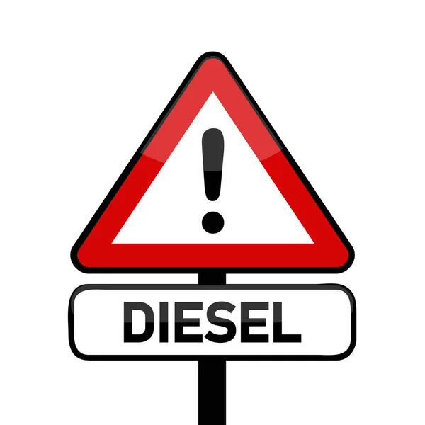 Señal roja de tráfico advertencia escándalo de emisiones diesel — Vector de stock