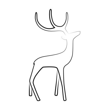geyik Ren geyiği anahat beyaz arka plan üzerinde çizim