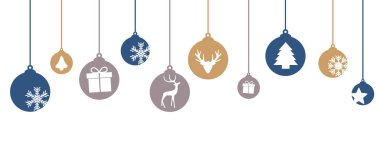 hanging christmas balls with winter motives clipart