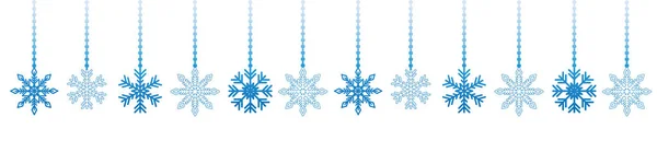 Bleu pendaison flocon de neige décoration de Noël sur fond blanc — Image vectorielle