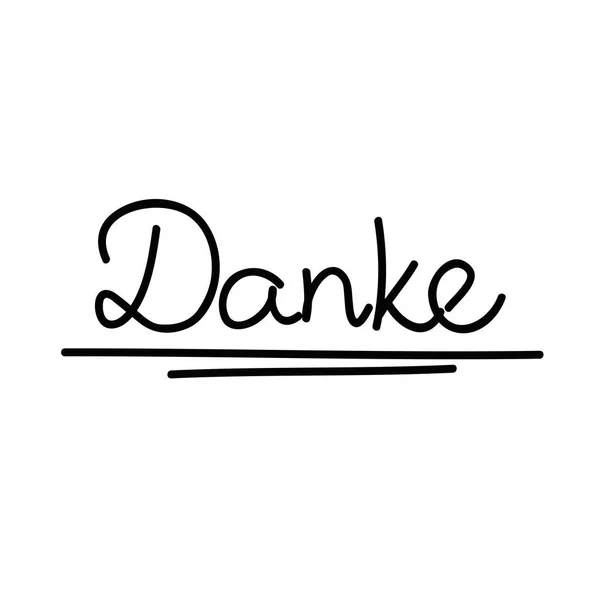 Danke deutsche Textübersetzung Danke Kalligraphie handgezeichnete Schrift — Stockvektor