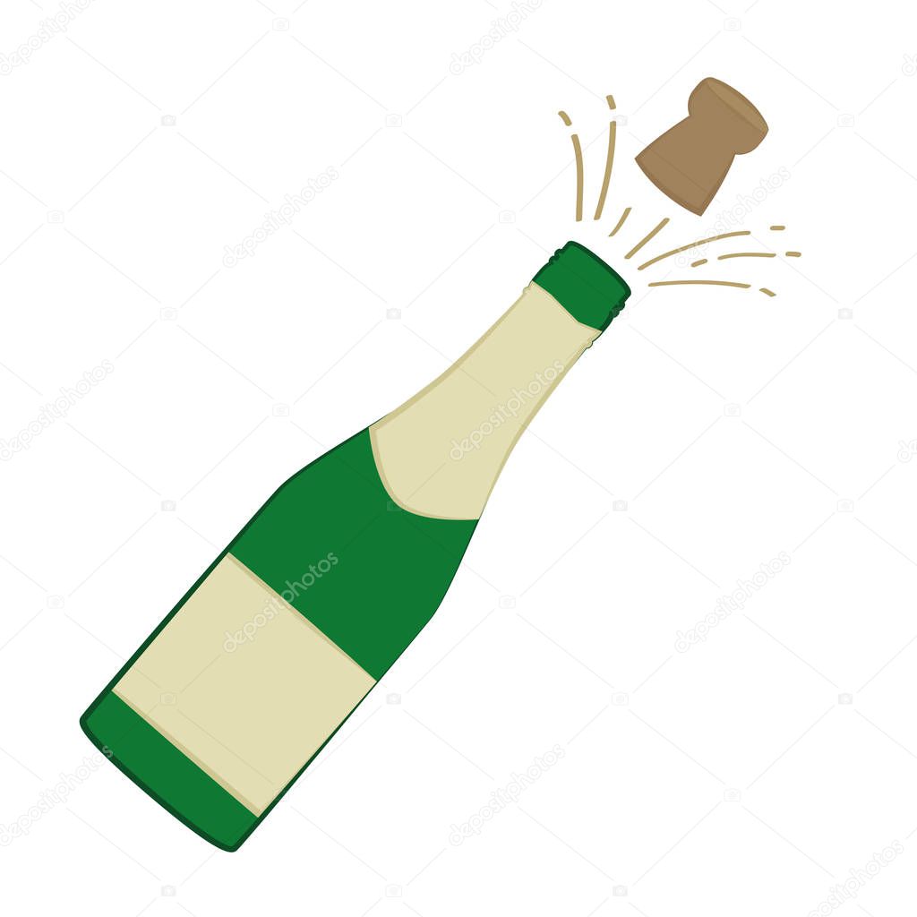 bottle of champagne isolated on white background