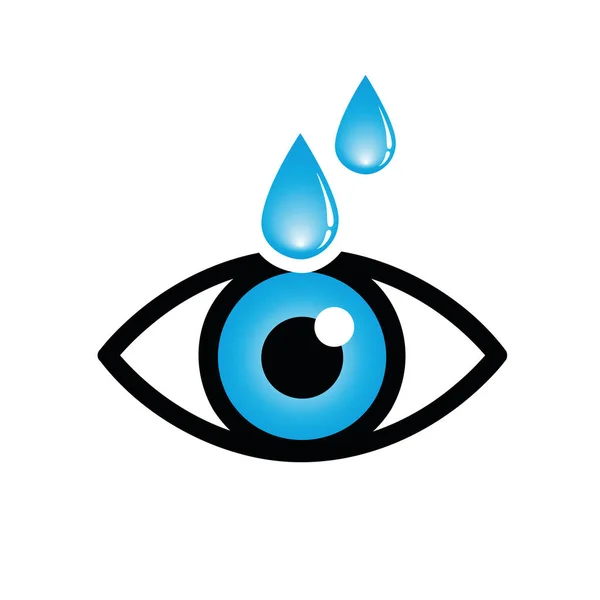 Occhio blu con collirio icona isolata su sfondo bianco — Vettoriale Stock