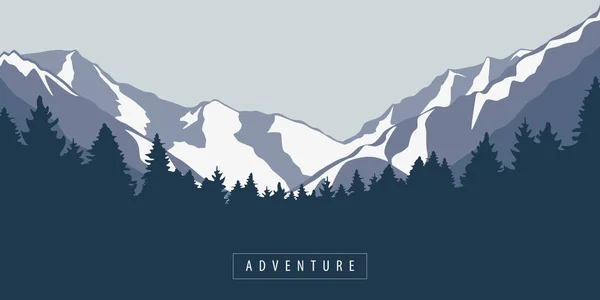 Montaña y bosque aventura al aire libre paisaje — Vector de stock