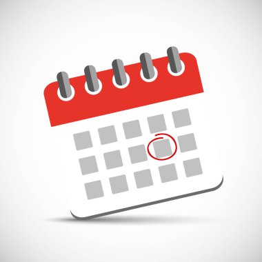 Kırmızı takvim simgesini piktogram çemberde randevu