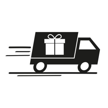 hızlı hediye teslimat van simge vektör çizim