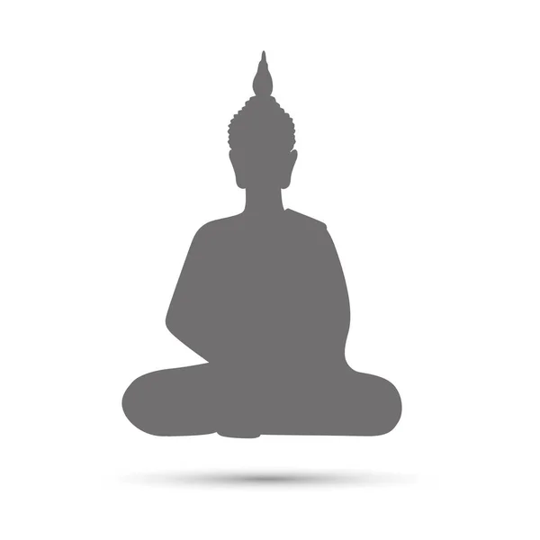 仏灰色のシルエット瞑想 — ストックベクタ