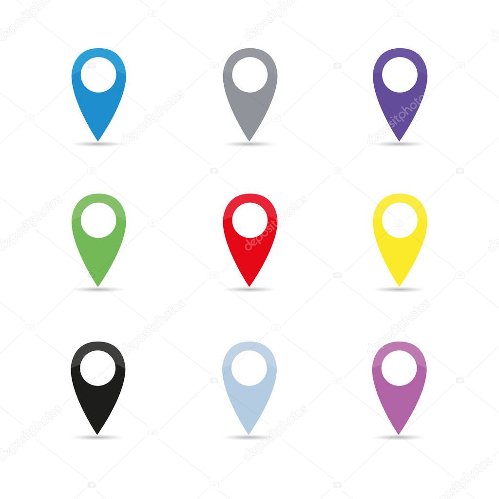 set colorful map pointer location pin icon marker symbol