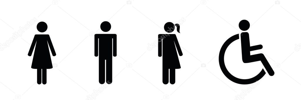 set of restroom icons including gender neutral icon pictogram