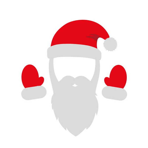 Santa claus costume rouge avec bonnet de barbe et gants — Image vectorielle