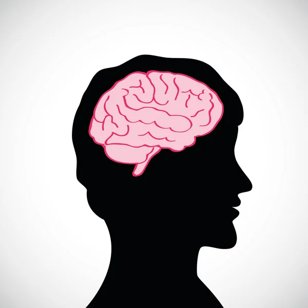 大きな脳のシルエットを持つ男 — ストックベクタ