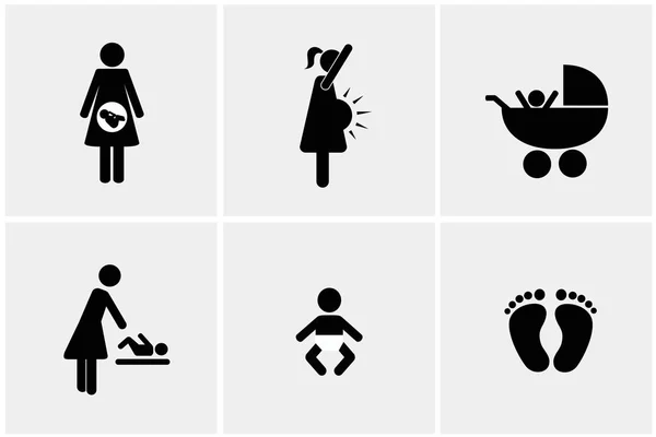 Schwangere Frau Und Baby Piktogramm Icon Set Vektor Illustration Eps10 — Stockvektor