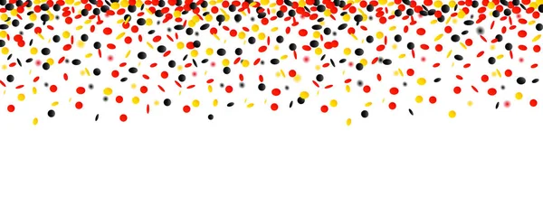 Carnaval și confetti de partid în culori galben negru și roșu izolate pe un fundal alb — Vector de stoc