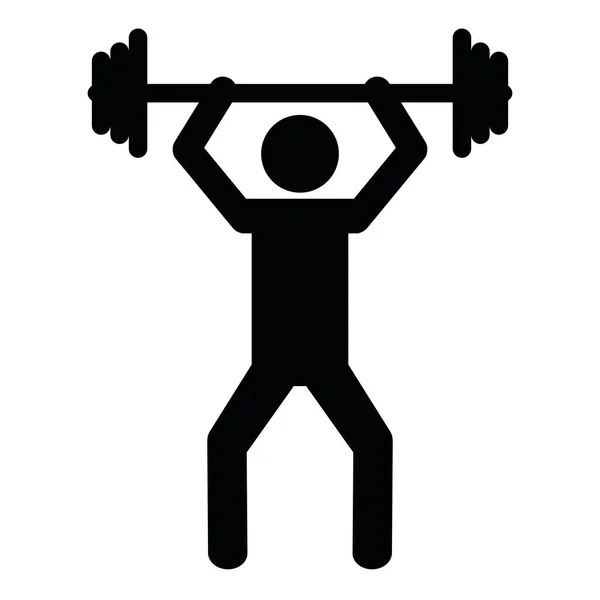 Homem com pictograma de fitness barbell — Vetor de Stock